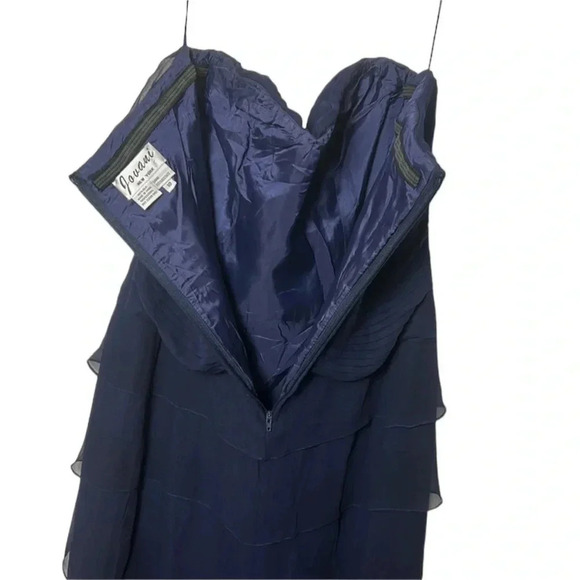 JOVANI NY Blue 100 SILK event dress .Strapless maxi with pleats and shawl - Picture 11 of 15